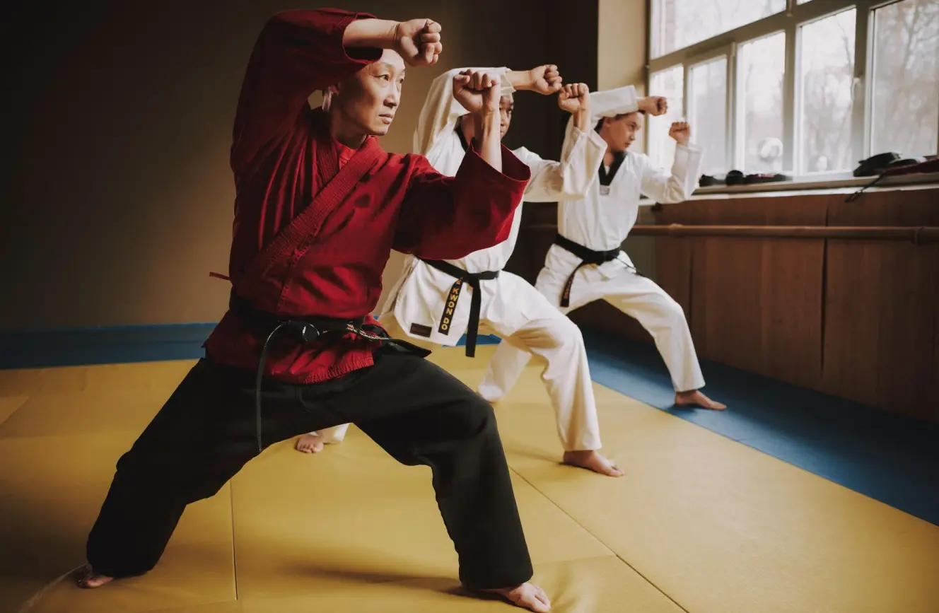 Adult martial arts classes in a traditional style teach self-defense techniques, improve agility, and help prevent injuries, while building confidence, self-esteem, and self-awareness through specific techniques in a supportive community, with the goal of achieving a black belt and increasing muscle mass in a gym setting.